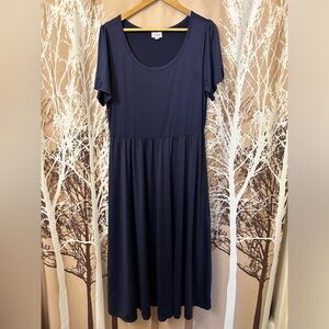 LulaRoe XL navy blue maxi short sleeve dress